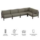Modway Kona L-Shaped Outdoor Patio Teak Wood Modular Sofa