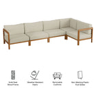 Modway Kona L-Shaped Outdoor Patio Teak Wood Modular Sofa