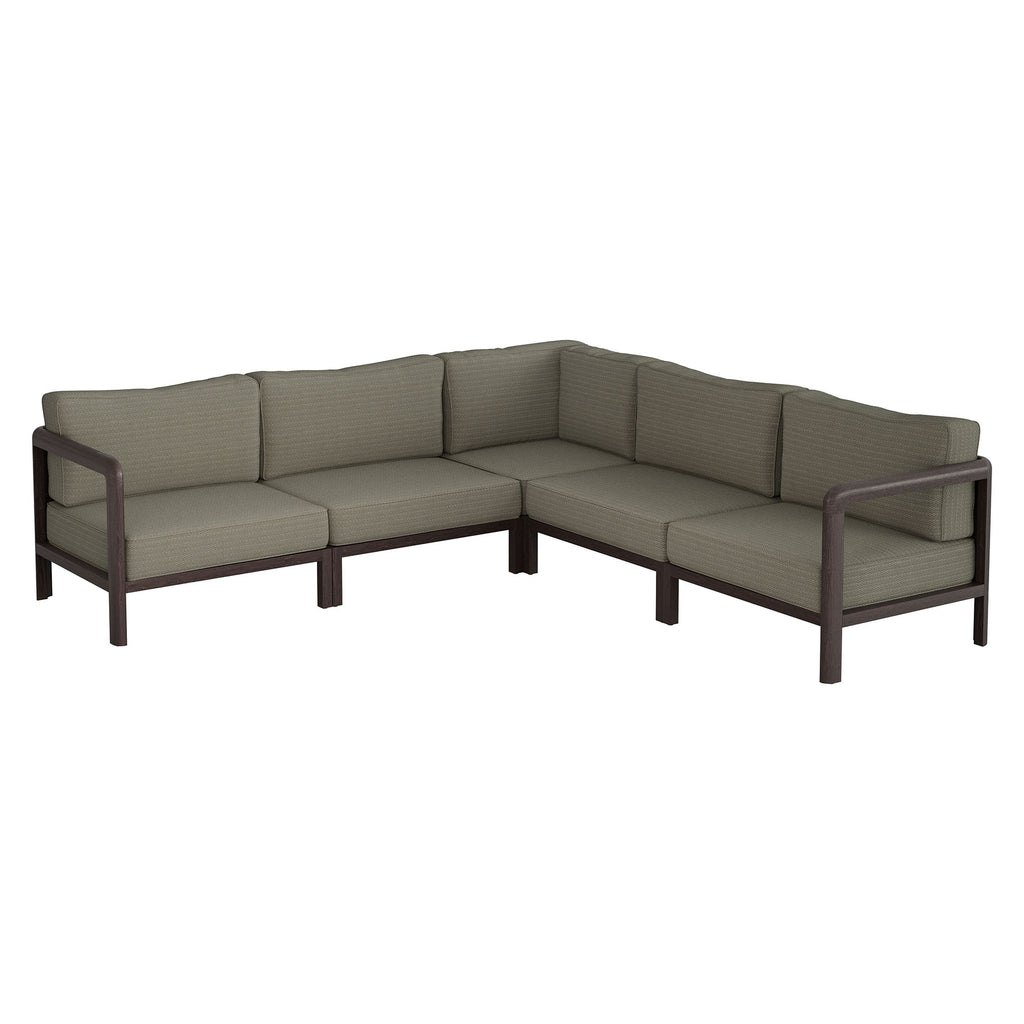 Modway Kona 5-Piece Outdoor Patio Teak Wood Corner Modular Sofa
