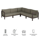 Modway Kona 5-Piece Outdoor Patio Teak Wood Corner Modular Sofa