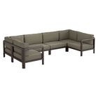 Modway Kona 6-Piece Outdoor Patio Teak Wood Modular Sofa