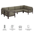 Modway Kona 6-Piece Outdoor Patio Teak Wood Modular Sofa