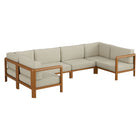 Modway Kona 6-Piece Outdoor Patio Teak Wood Modular Sofa