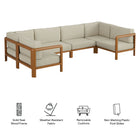 Modway Kona 6-Piece Outdoor Patio Teak Wood Modular Sofa