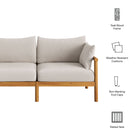 Modway Eleni Outdoor Patio Teak Wood Loveseat