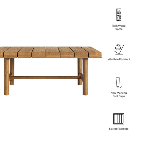 Modway Eleni 41-Inch Outdoor Patio Teak Wood Coffee Table