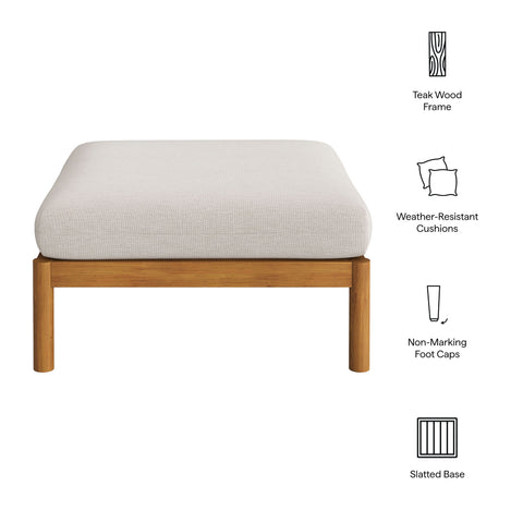 Modway Eleni Square Outdoor Patio Teak Wood Ottoman