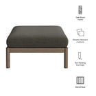 Modway Eleni Square Outdoor Patio Teak Wood Ottoman