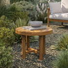 Modway Eleni 20-Inch Round Outdoor Patio Teak Wood Side Table