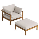 Modway Eleni 2-Piece Outdoor Patio Teak Wood Armchair and Ottoman Set