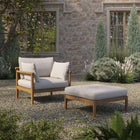 Modway Eleni 2-Piece Outdoor Patio Teak Wood Armchair and Ottoman Set