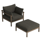 Modway Eleni 2-Piece Outdoor Patio Teak Wood Armchair and Ottoman Set
