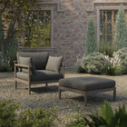 Modway Eleni 2-Piece Outdoor Patio Teak Wood Armchair and Ottoman Set
