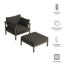 Modway Eleni 2-Piece Outdoor Patio Teak Wood Armchair and Ottoman Set