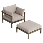 Modway Eleni 2-Piece Outdoor Patio Teak Wood Armchair and Ottoman Set