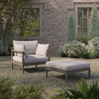 Modway Eleni 2-Piece Outdoor Patio Teak Wood Armchair and Ottoman Set