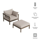 Modway Eleni 2-Piece Outdoor Patio Teak Wood Armchair and Ottoman Set
