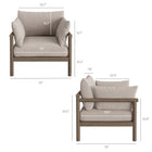 Modway Eleni 2-Piece Outdoor Patio Teak Wood Armchair and Ottoman Set