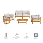 Modway Eleni 5-Piece Outdoor Patio Teak Wood Furniture Set