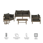 Modway Eleni 5-Piece Outdoor Patio Teak Wood Furniture Set
