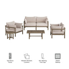 Modway Eleni 5-Piece Outdoor Patio Teak Wood Furniture Set