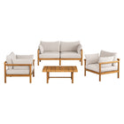 Modway Eleni 4-Piece Outdoor Patio Teak Wood Sofa Set
