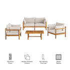 Modway Eleni 4-Piece Outdoor Patio Teak Wood Sofa Set
