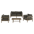 Modway Eleni 4-Piece Outdoor Patio Teak Wood Sofa Set