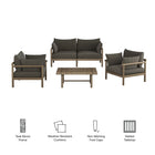 Modway Eleni 4-Piece Outdoor Patio Teak Wood Sofa Set