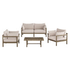 Modway Eleni 4-Piece Outdoor Patio Teak Wood Sofa Set