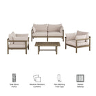 Modway Eleni 4-Piece Outdoor Patio Teak Wood Sofa Set