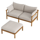 Modway Eleni 2-Piece Outdoor Patio Teak Wood Loveseat with Ottoman Set