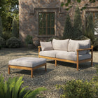 Modway Eleni 2-Piece Outdoor Patio Teak Wood Loveseat with Ottoman Set