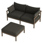 Modway Eleni 2-Piece Outdoor Patio Teak Wood Loveseat with Ottoman Set