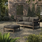 Modway Eleni 2-Piece Outdoor Patio Teak Wood Loveseat with Ottoman Set