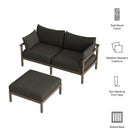 Modway Eleni 2-Piece Outdoor Patio Teak Wood Loveseat with Ottoman Set