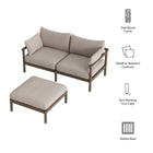 Modway Eleni 2-Piece Outdoor Patio Teak Wood Loveseat with Ottoman Set