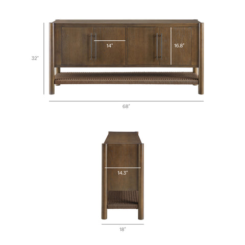 Modway Taschen 4-Door Wood Sideboard Cabinet