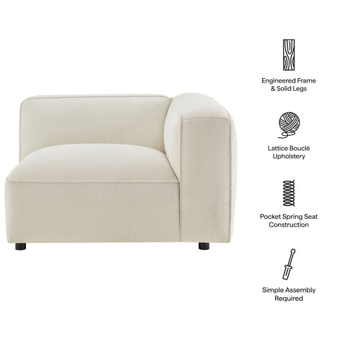 Modway Auren Lattice Bouclé Upholstered Modular Right-Facing Arm Chair