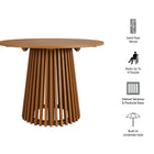 Modway Lane 39 Inch Round Outdoor Patio Teak Wood Dining Table