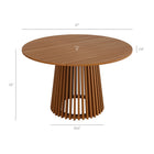 Modway Lane 47 Inch Round Outdoor Patio Teak Wood Dining Table