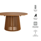Modway Lane 55 Inch Round Outdoor Patio Teak Wood Dining Table