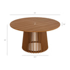 Modway Lane 55 Inch Round Outdoor Patio Teak Wood Dining Table