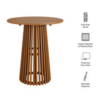 Modway Lane 35 Inch Round Outdoor Patio Teak Wood Bar Table