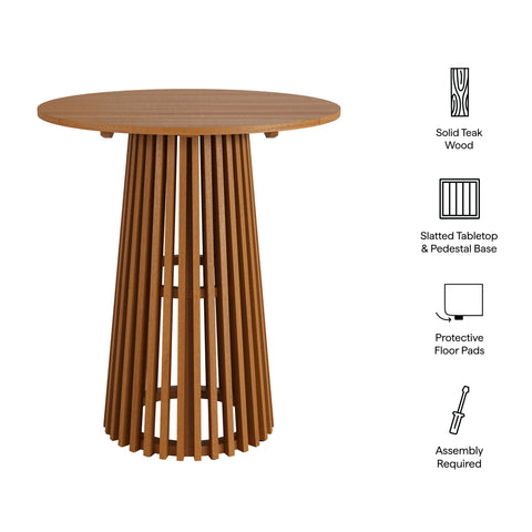 Modway Lane 35 Inch Round Outdoor Patio Teak Wood Bar Table