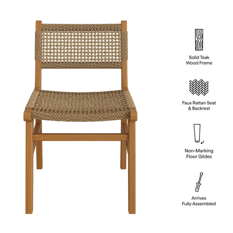 Modway Rowe Outdoor Patio Teak Wood Dining Chair