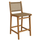 Modway Rowe Outdoor Patio Teak Wood Counter Chairs Set of 2