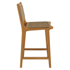 Modway Rowe Outdoor Patio Teak Wood Counter Chairs Set of 2