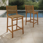 Modway Rowe Outdoor Patio Teak Wood Counter Chairs Set of 2