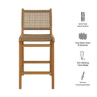 Modway Rowe Outdoor Patio Teak Wood Counter Chairs Set of 2